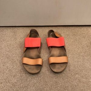 Merona Pink And Tan Slip On Sandals Size 7.5